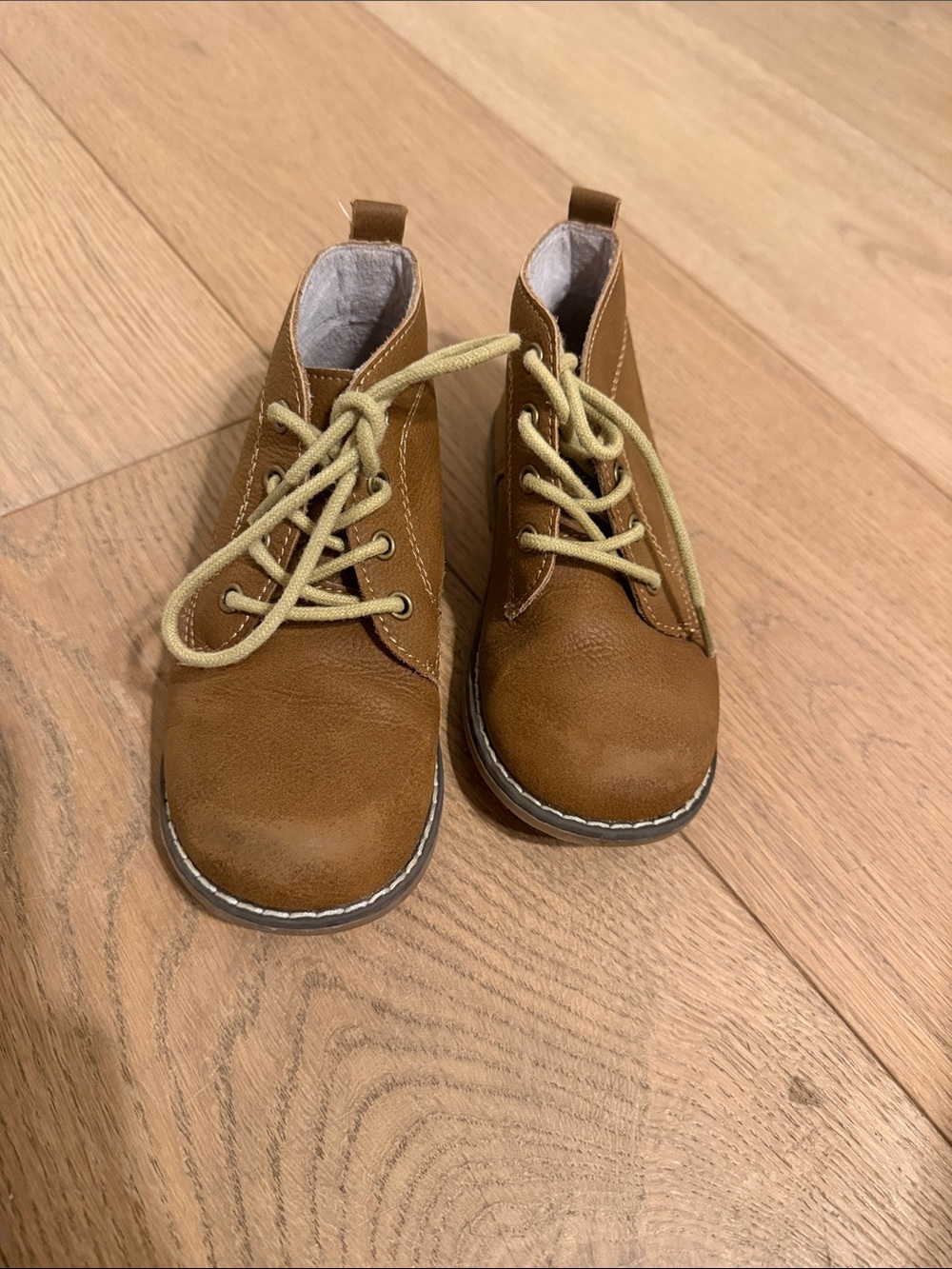 L'Amour Tan Kids Lace-Up Ankle Boots